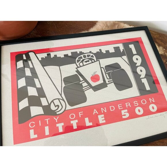 1991 City of Anderson Little 500 race art Tina Dickey 58/300 framed linoleum - Picture 3 of 6